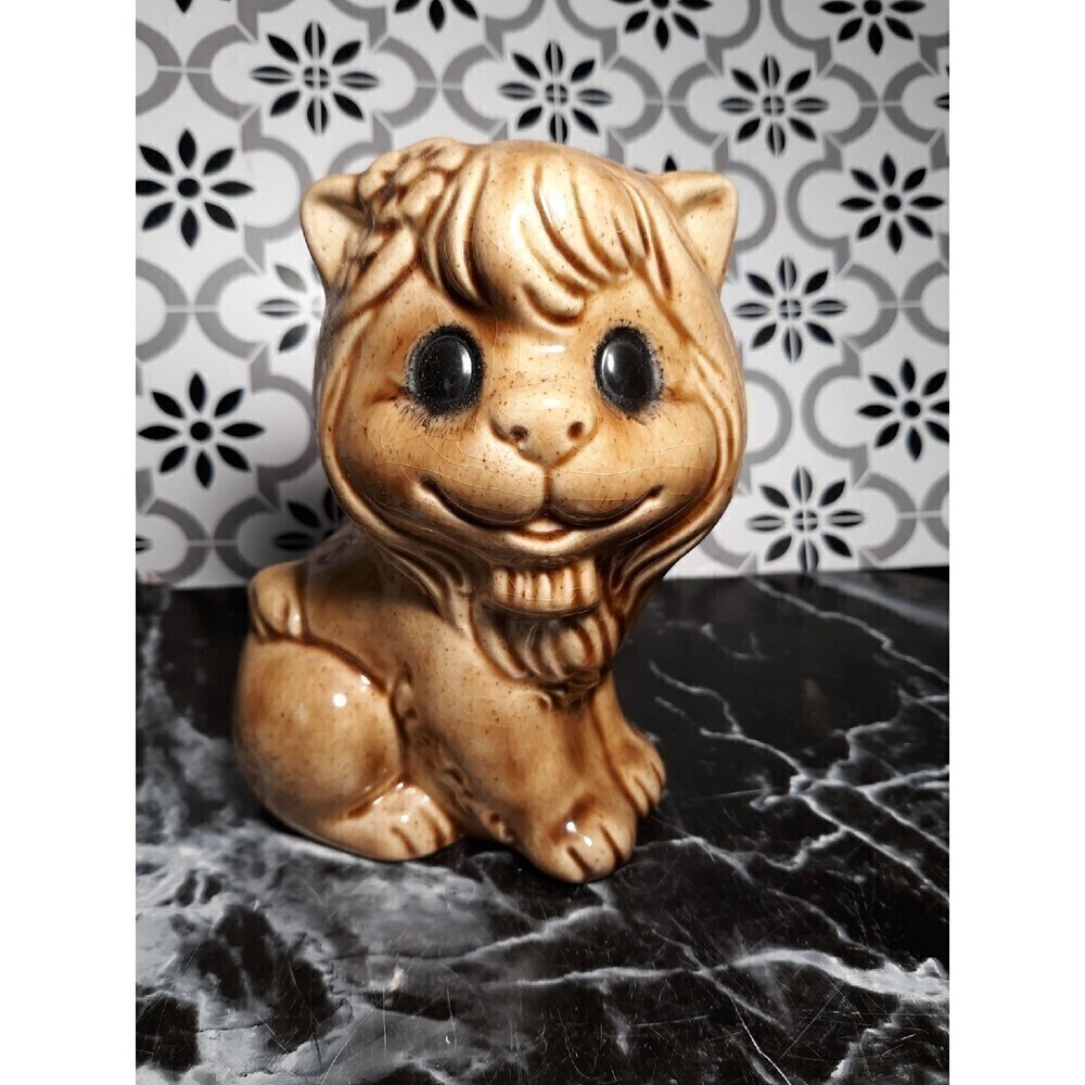 Vintage art pottery glazed cat